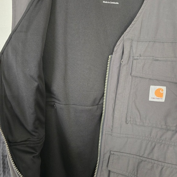 Carhartt Mens M Briscoe Rain Defender Force Utility Vest Gray Workwear Outdoor - Picture 5 of 8
